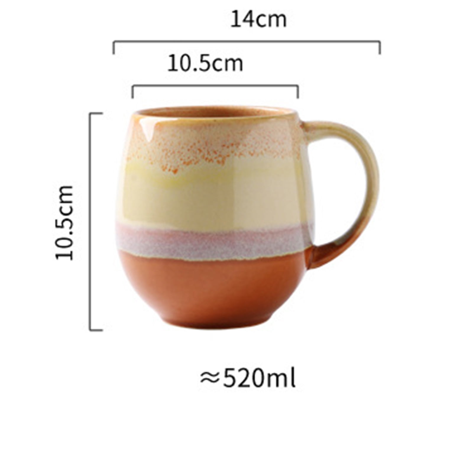 Espresso cup, coffee cup, color gradient, coffee mug with spoon, porcelain mug, thick-walled handle cup, tea cup, milk mug, gift for girls and men, 500 ml