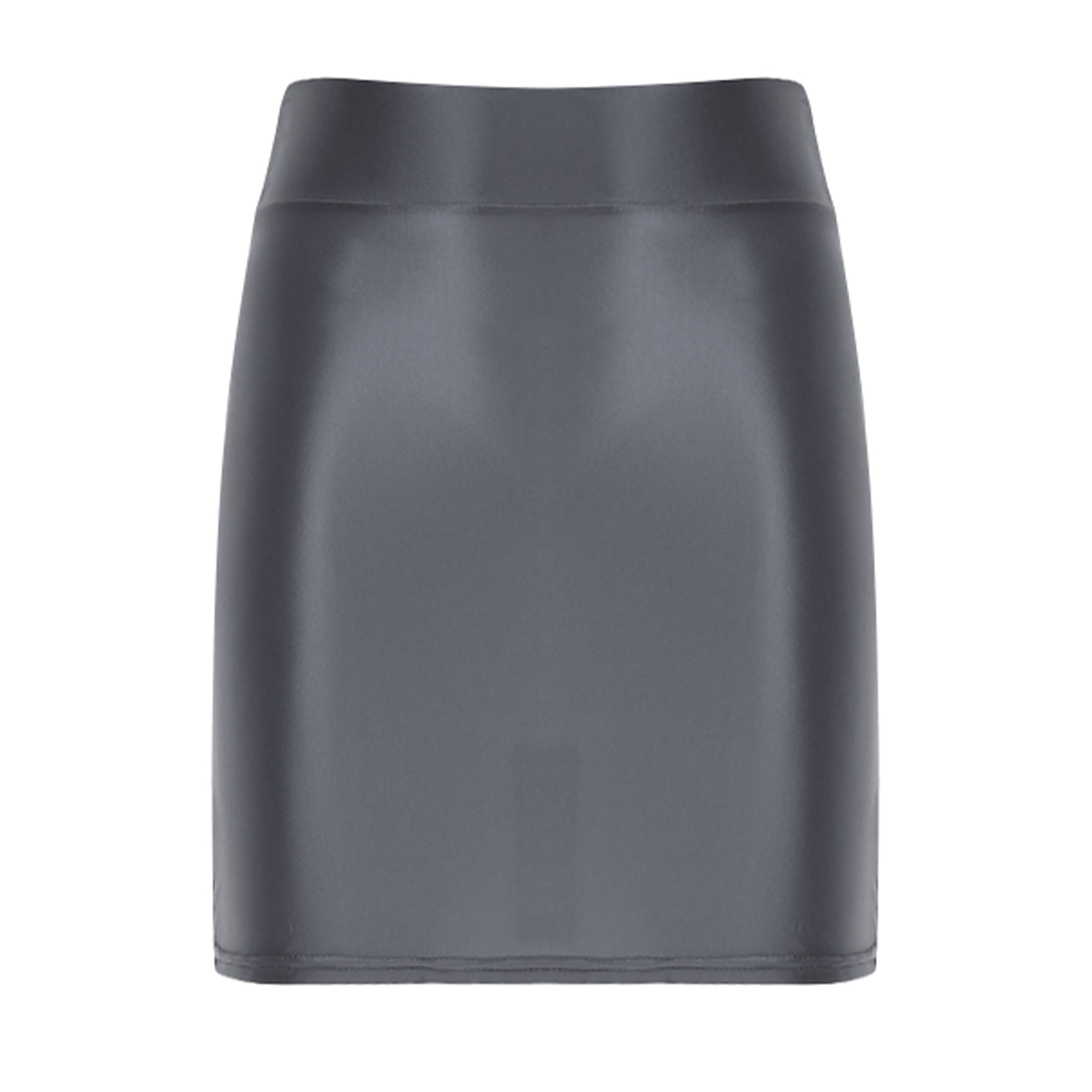 YONGHS Women's Glossy Short Skirt High Waist Shiny Oil OL