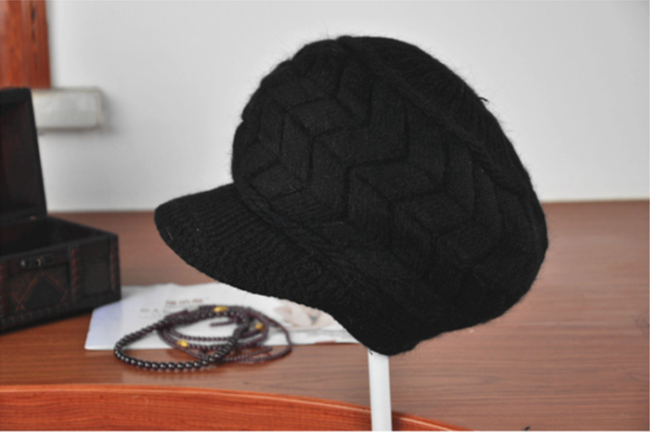 Women Winter Warm Knit Hat Wool Snow Ski Caps with Visor  display picture 1