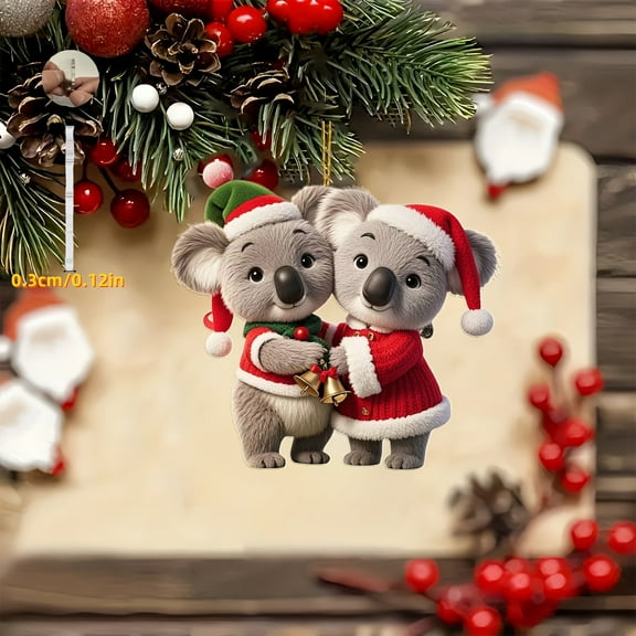 FastXmas 3.14 Inch Christmas Animals Series Acrylic Hanging Decorations,2D-Flat Acrylic Decorative Pendants,Shatterproof Hanging Decorations for Car,Christmas Tree,Bedroom,School Bag Decor