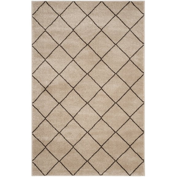 SAFAVIEH Tunisia Joyce Geometric Area Rug, Cream/Brown, 4' x 6'
