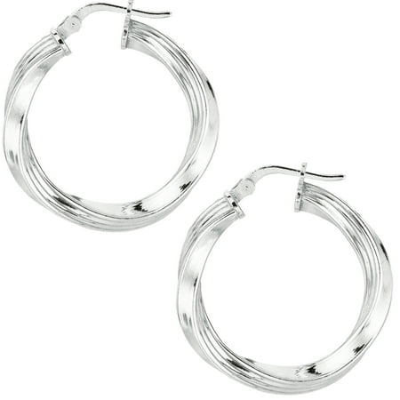 Sterling Silver Twisted Type Small Hoops Hoop Earrings 3x21 Mm Sterling Silver Twisted Type Small Hoops Hoop Earrings 3x21 Mm