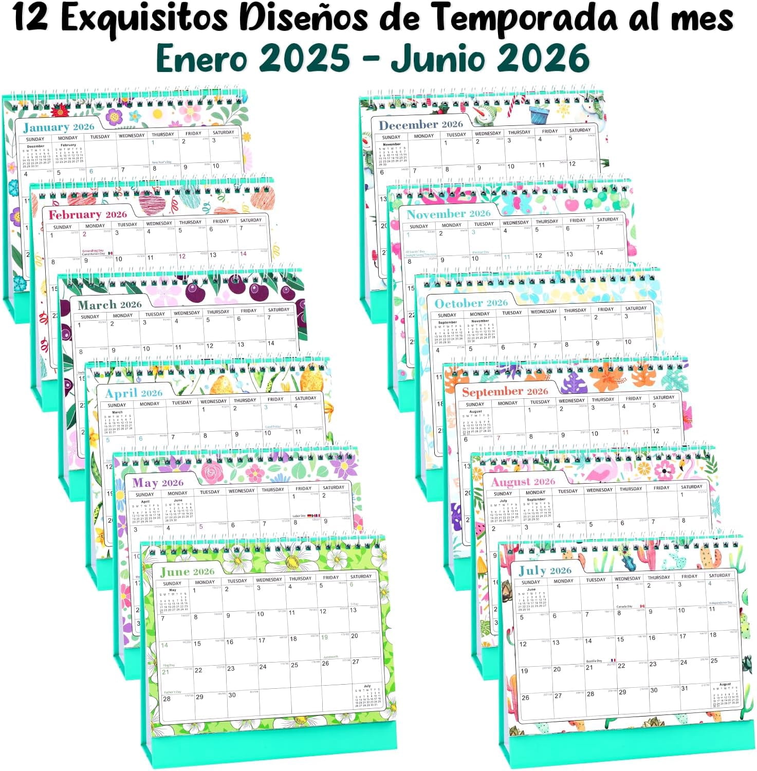 2026-2027 Calendar, Portable Flip Calendar, January 2026 - June 2027, with To-Do List Page, 20.5 cm x 7.4 cm, for Office, Home and School