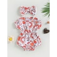 thumbnail image 2 of Coduop Newborn Baby Girls Bodysuit Set Floral Short Sleeve Playsuit Romper,with Headband, 2 of 8