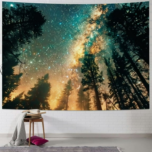 Shiartex  Large Galaxy Tapestry Wall Hanging Forest Starry Tapestry Tapestry Tree Tapestry Starry Night Sky Tapestry Nature Wall Tapestry Landscape Tapestry for Dorm Living Room Bedroom 40x30inch