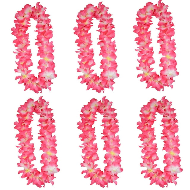 6 Pcs Thicken 41 Inch Pink Hawaiian Leis For Graduation Party Dance Party Photo Prop In Outdoors (6 Pcs)