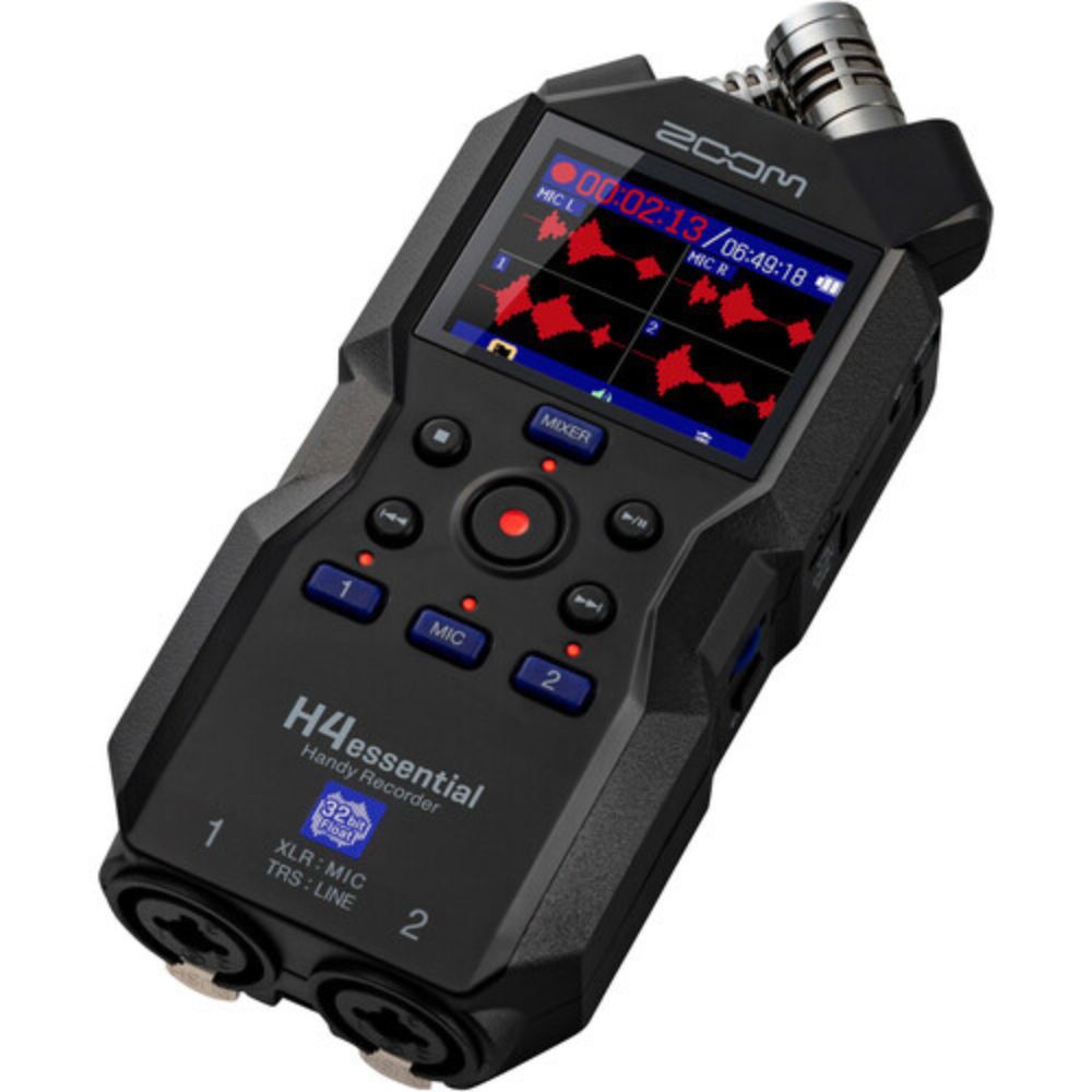Zoom H4essential 4-Track 32-Bit Float Portable Audio Recorder Bundle with Zoom ZDM-1 Podcast Mic Pack, 16GB microSDHC Memory Card, and Kellards Cleaning Pack