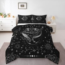 Castle Fairy Ocean Animal Whale Full Size Comforter Sets 3-Piece for Female Men Women,Universe Galaxy Stars Bedding Comforter Set,Bohemian Theme Lightweight Bedding Sets,Ultra Soft Home Decor
