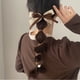 thumbnail image 1 of Ligas para el pelo de alambre telefónico Bowknot - Cintas suaves de cordón de poliéster para coletas y trenzas, impermeables y elásticas, 10 cm (café, negro), 1 of 4