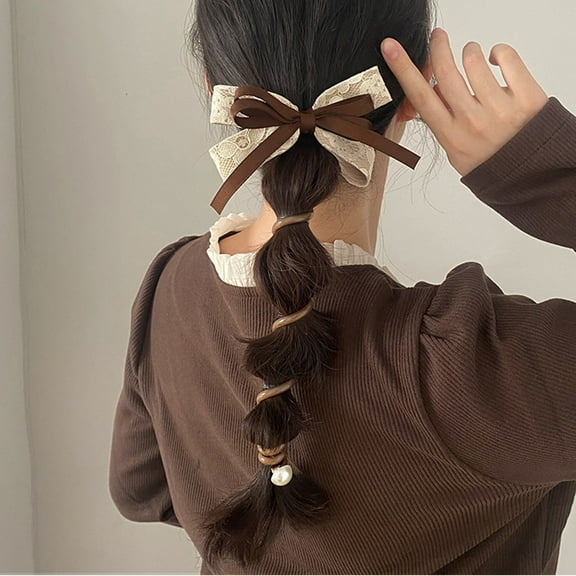 Pompotops Clearance Sales Bowknot Telephone Wire Hair Bands, Ponytail Fixed Hair Rope Accessory For Women&Girl, 2023 Newest Phone Cord Straight Hair Ties
