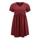 thumbnail image 4 of GRACE & GRANDEUR Vestido de Talla Grande para Mujer con Bordado Frontal, Costura Alta, Pliegues, Cuello en V, Mangas con Volantes, Vestido Midi A Line 3X Burdeos, 4 of 5