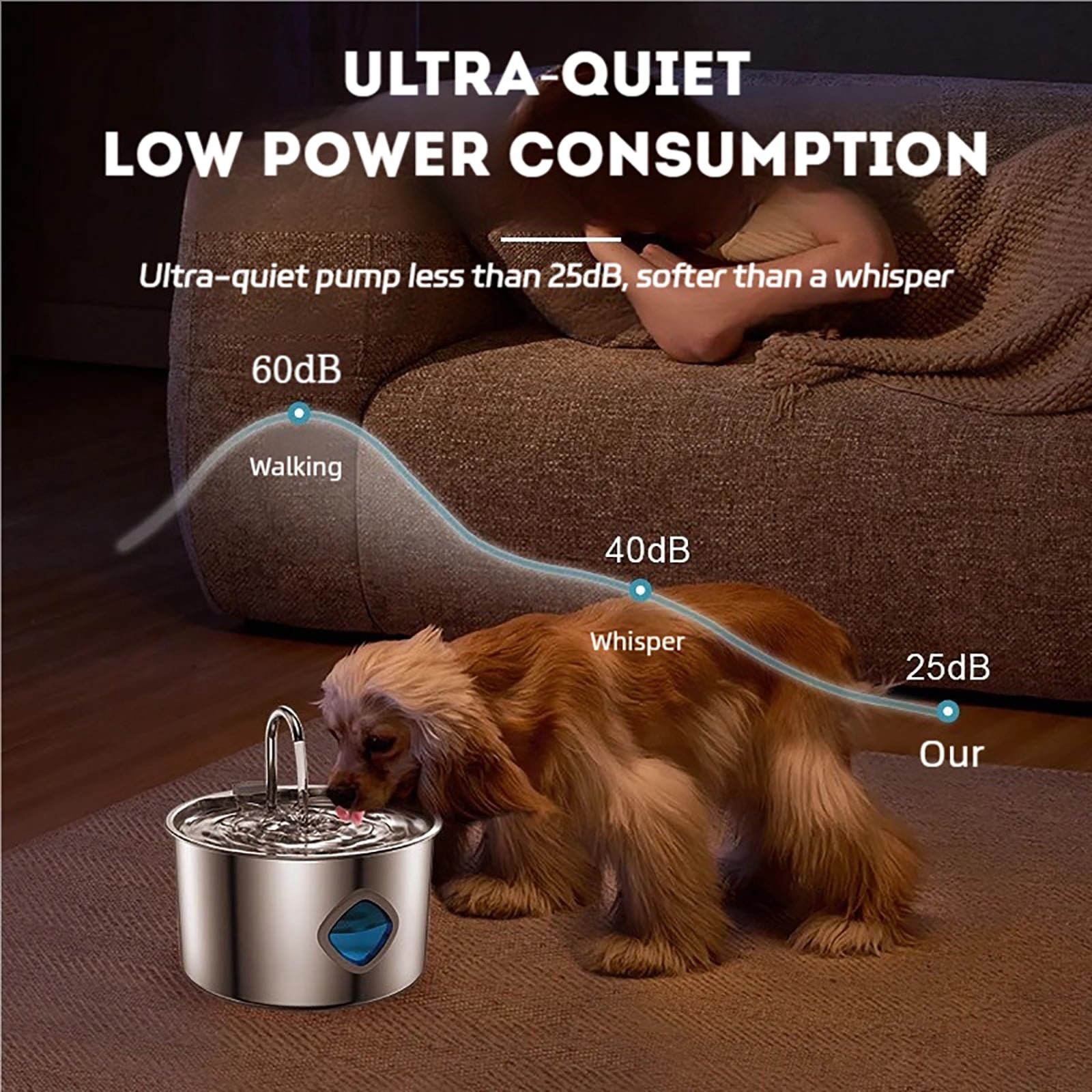 Pawira Cat Fountain, New Upgraded 3.2L/108oz Pawira Water Fountain for Cats with Replacement Filter, Natural Circulation Filtered Water, All Stainless Steel Material, Quiet and Easy to Clean