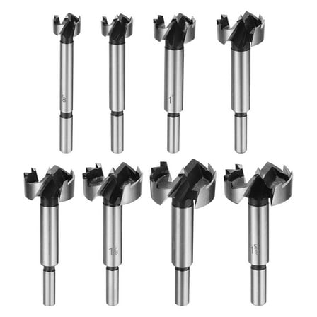 Forstner Drill Bits Set 5/8"-1-5/8", Carbide Wood Drilling Saw-Tooth Hole Opener Cutter with Case, Silver, 8pcs