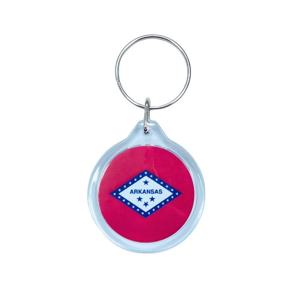 Round Acrylic Keychain - State Flag Arkansas - USA | Lightweight Travel Keepsake, Collectible Souvenir, Everyday Key Accessory