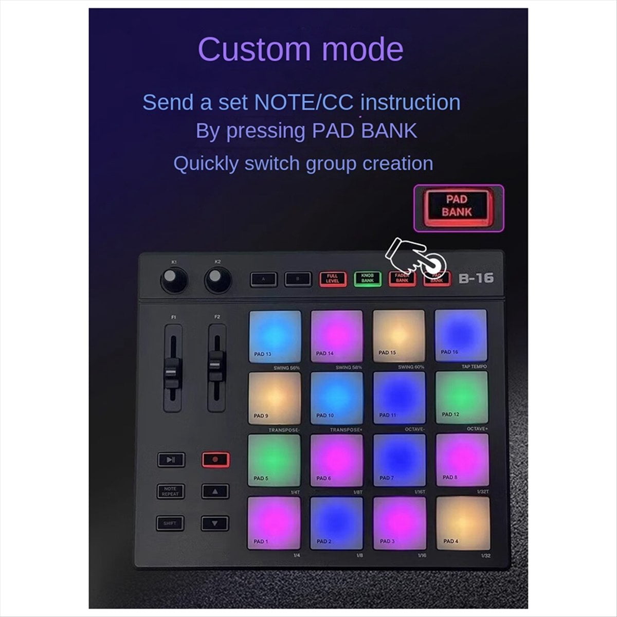 B16 MIDI Keyboard Percussion Pad - for Music Productio DJ Controller Arranger