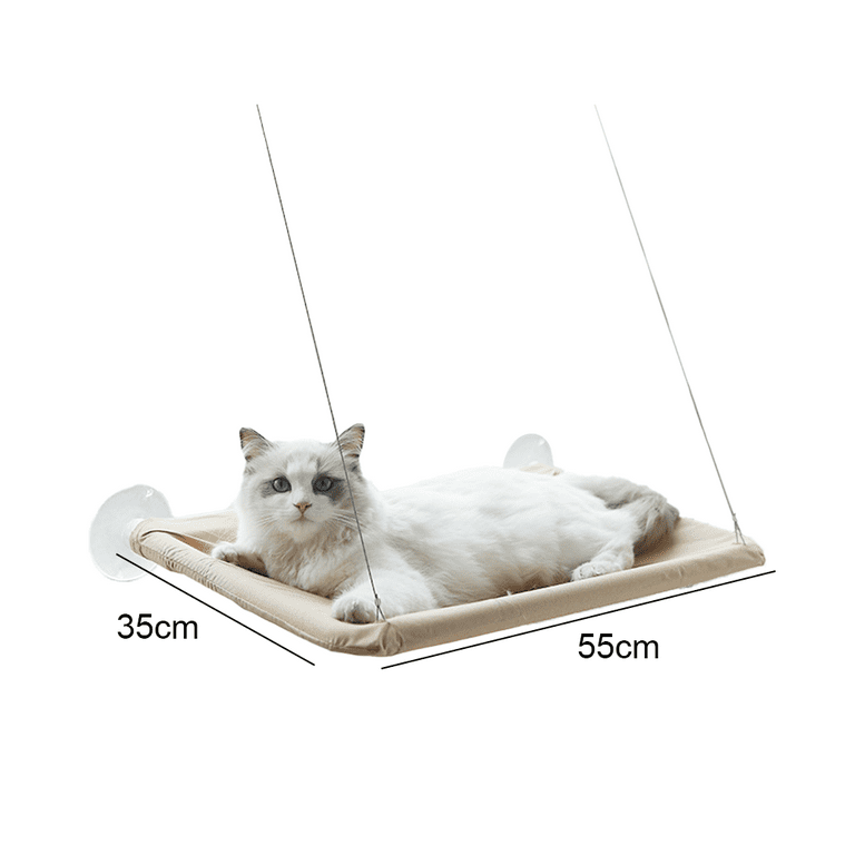 Cat Window Perch Large Cat Window Hammock Cat Bed Window Safety and Space Saving Window Mounted Cat Seat for Large Cats Sunbathing Napping Khaki