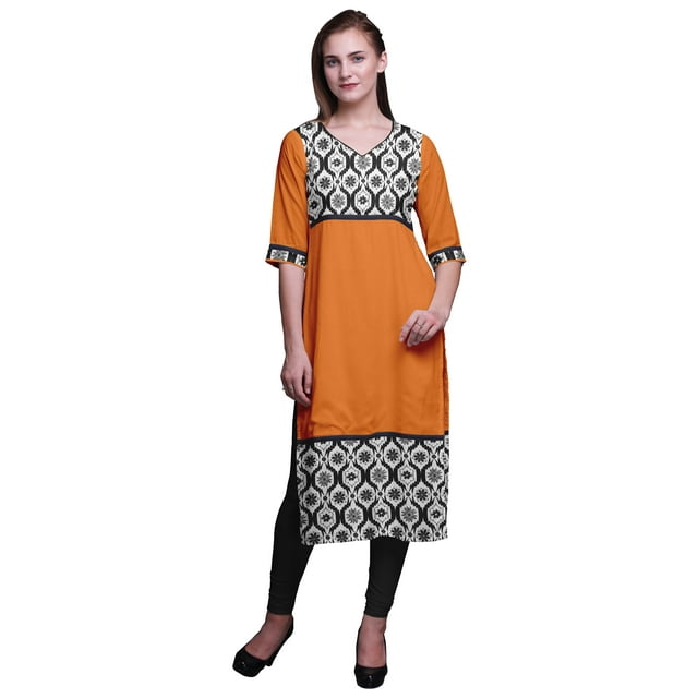 Bimba Kurtis Droits à Panneaux pour Femmes Robe Kurti Longue Haut Indien Imprimé