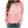 thumbnail image 2 of Fartey Valentine's Day Sweatshirt for Women on Clearance Fashion Cute Love Heart Print Crew Neck Pullover Tops Casual Loose Valentines Day Long Sleeve Sweatshirts 2025 Pink, 2 of 4