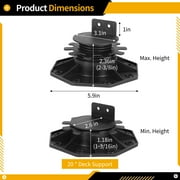 20 Pack Adjustable Deck Supports – Plastic Deck Blocks for Leveling, Pedestal Paver Foundation for Floating Patios, Balconies & Courtyards