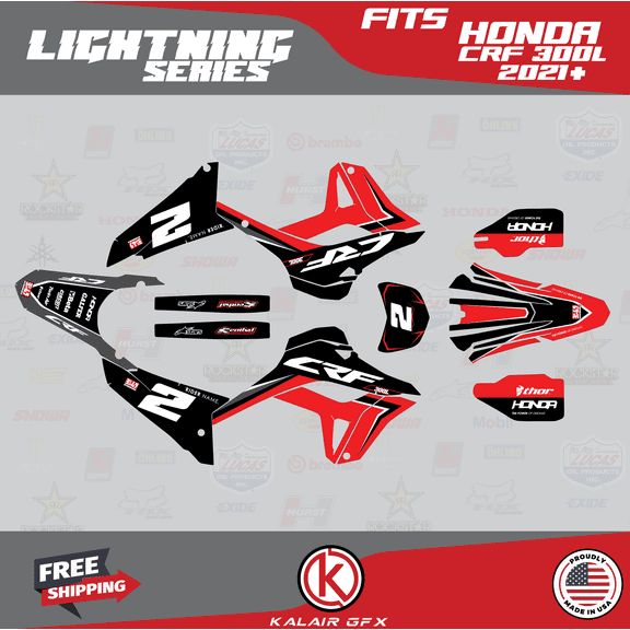 Kalair GFX Graphics Kit for Honda CRF300L (2021 ) Lightning Series
