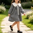 thumbnail image 3 of StSilkitty Dress for Girls Plaid Cotton Long Sleeve Collared Bowknot A-Line Dresses Fall Lightweight Casual Outfits, 3 of 7