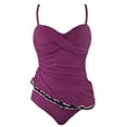 thumbnail image 3 of Mycoco Women's One Piece Swimdress Tummy Control Bathing Suit Monokini Ruffled Hem Swimsuits, 3 of 7