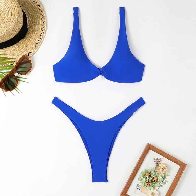 Cathalem Bathing Suit for Women Bikini Women's Print Bikini Bathing Suit 2  Piece Swimsuits(Blue,XS)