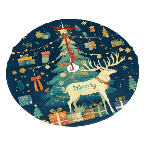 Christmas Tree Skirt 30" Merry Christmas Holly Decor (12) Xmas Tree Skirts Mat for New Year Holiday Christmas Party Decorations