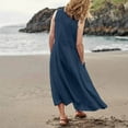 thumbnail image 4 of Cathalem Holiday Dresses for Women Plus Size Womens Summer Dresses Beach Casual Plus Size Sleeveless Loose Flowy Sundresses(Navy,XXXL), 4 of 6