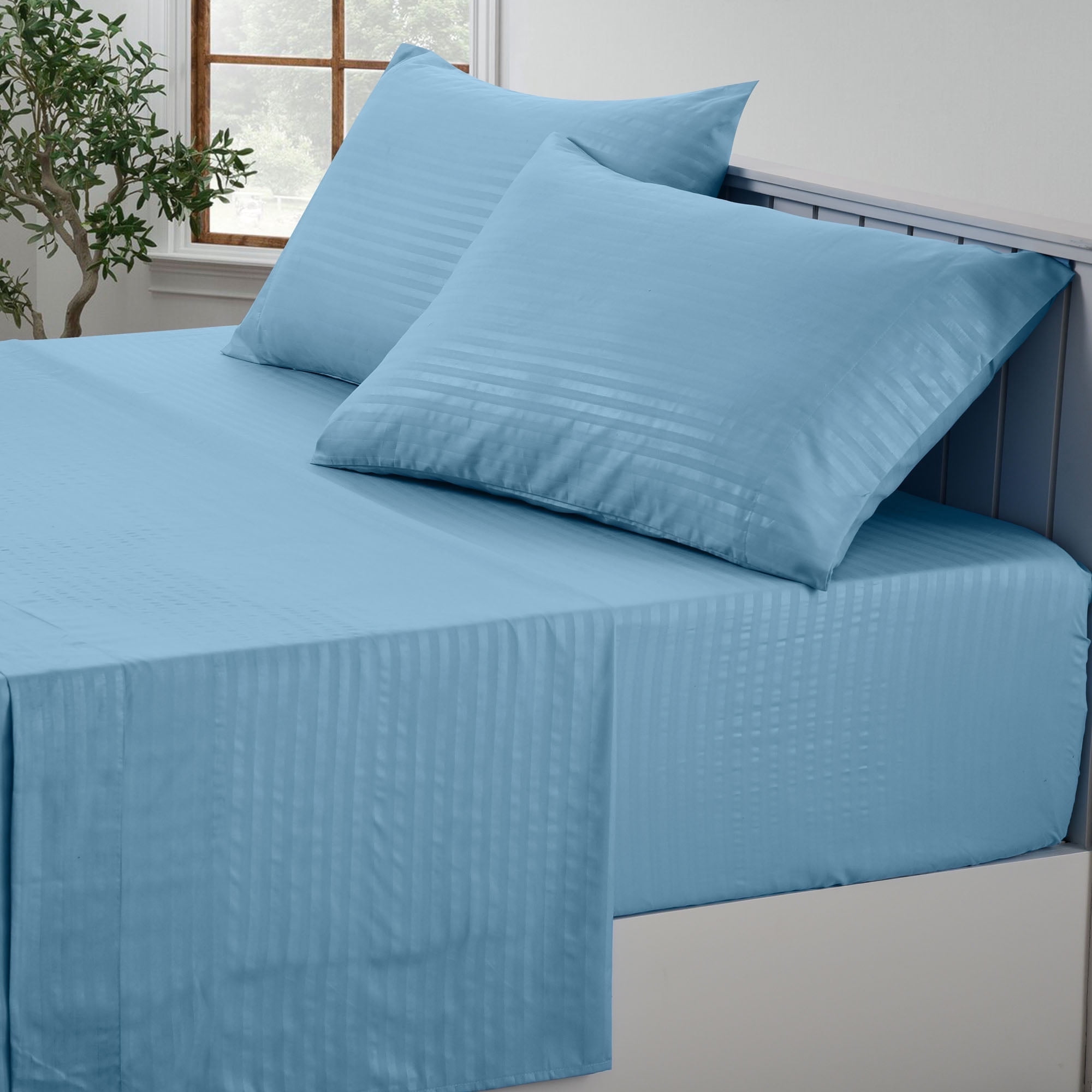 Lux Decor Collection Bed Sheets - 4 Piece Queen Size Sheets, Brushed Microfiber 16" Deep Pocket Bedding Sheets & Pillowcases - Blue