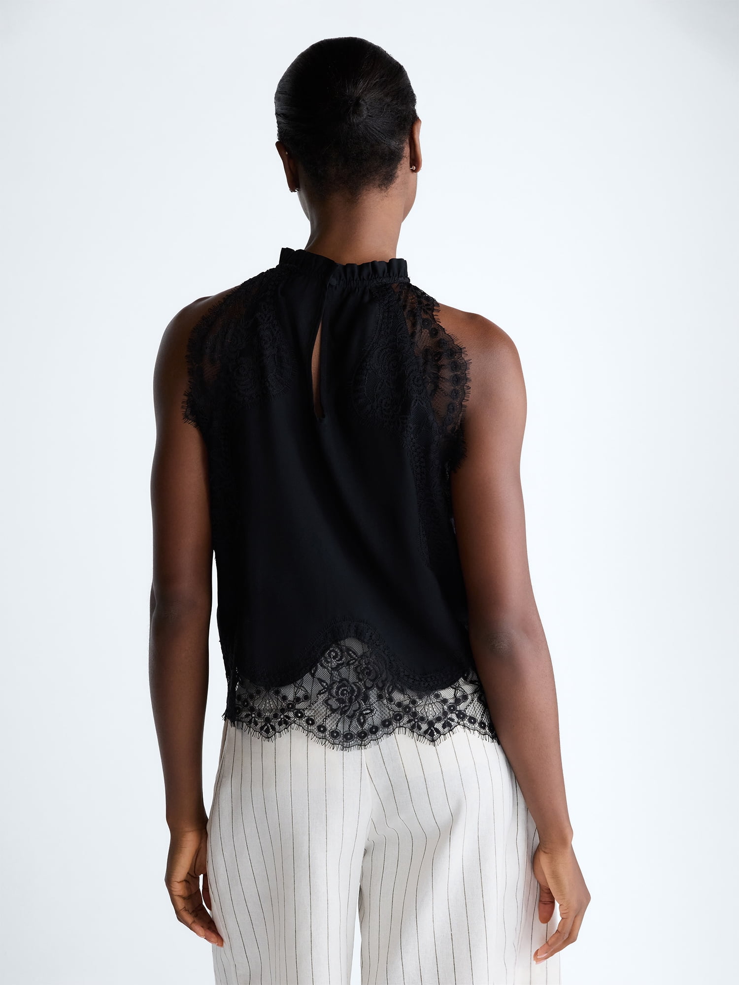Scoop Women’s and Women's Plus Lace Trim Halter Top, Sizes XS-4X