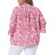 thumbnail image 3 of Blusa floral de mujer de talla grande Agnes Orinda con pliegues, cuello en V y mangas 3/4, 3X, rosa oscuro, 3 of 6