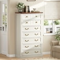 thumbnail image 4 of Harding Farmhouse 7 Drawers Dresser for Bedroom, 58.7''Tall Chest of Drawer Nature Texture Vintage Design Organizer for Living Room, Hallway, White & Brown, 4 of 5