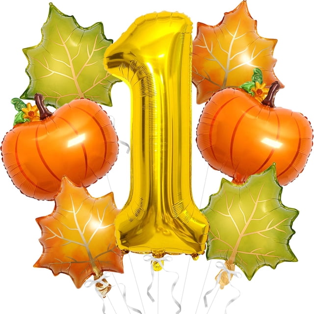 Set de globos de calabaza Corabsar de 40" dorado para 1.er cumpleaños