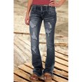 thumbnail image 1 of Women's Low Rise Ripped Baggy Jeans Loose Fit Wide Leg Retro Korean Style Polyester Pants, 1 of 9