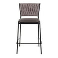 thumbnail image 6 of LumiSource Black Metal, Grey PU, Light Brown Fabric Braided Tania Counter Stool - Set of 2, 6 of 7