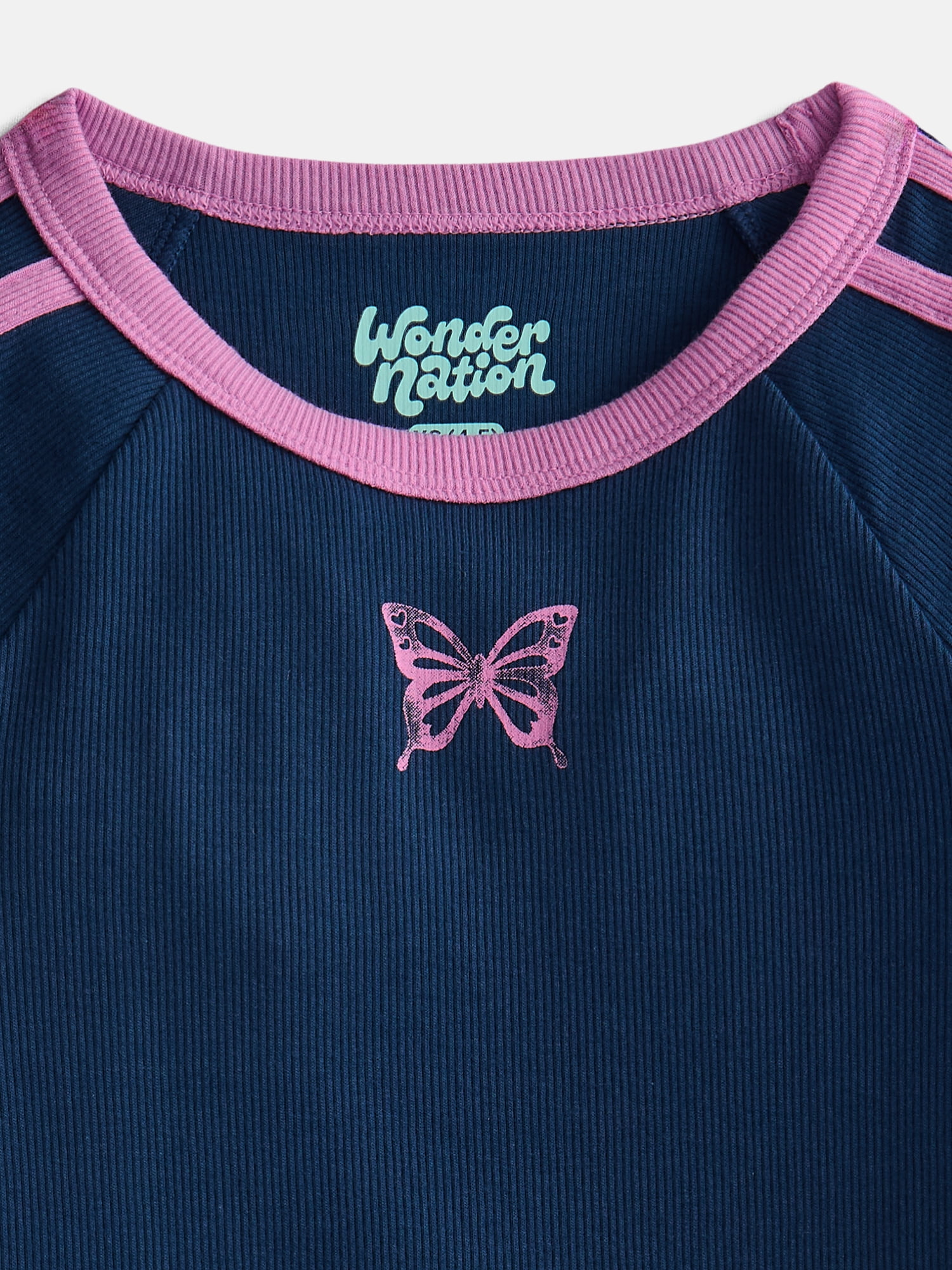 Wonder Nation Girls Sporty Graphic Top with Short Sleeves, Sizes 4-18 & Plus