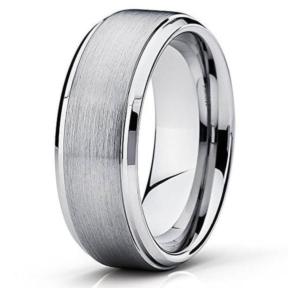 Silly Kings 9mm Tungsten Carbide Wedding Band Brushed Silver Finish Ring Men & Women Comfort Fit 12
