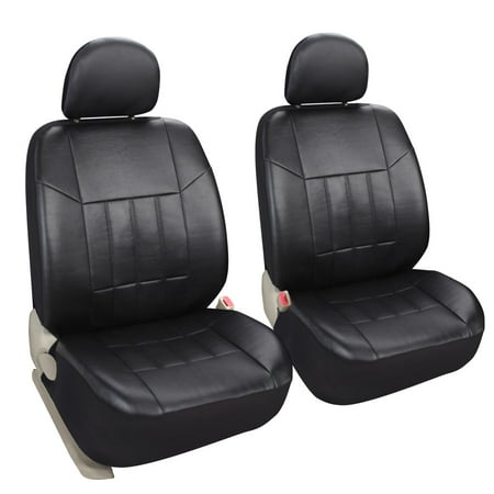 Leader Accessories Pair of Faux Leather Front Car Seat Covers with Airbag for Truck SUV Universal Fit Auto Seat