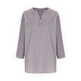 thumbnail image 5 of Mittory Linen Tops for Women Summer Work Shirts Trendy Button Down Plus Size V Neck Boho Clothes Spring Tops, 5 of 6