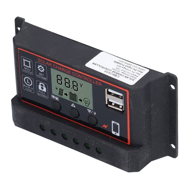 Regulador De Carga Fotovoltaica, Controlador De Carga Solar USB Dual 10A 12V 24V Pantalla LCD Adaptable PWM De 3 Etapas Con Función De Protección De Circuito Para Sistema De ANGGREK Otros