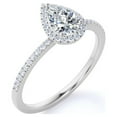 thumbnail image 3 of JeenMata Vintage Pear Shaped Diamond Halo Engagement Ring in 10K White Gold, 3 of 8