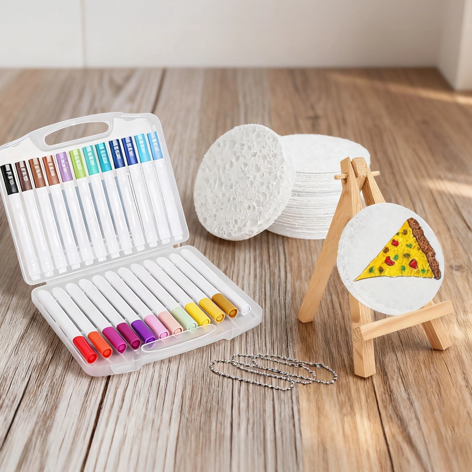54 Pcs Texture Painting Kit, Wood Pulp Cotton Arts And Crafts Set, Includes 20 Square, 10 Heart, 10 Circle Boards, 2 Water Pens, 12 Color Pens