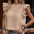 thumbnail image 2 of Uaswgudfs Women's Elegant Mock Neck Ruffle Trim Tank Tops Sleeveless Summer Office Trendy fashion Blouses, 2 of 7