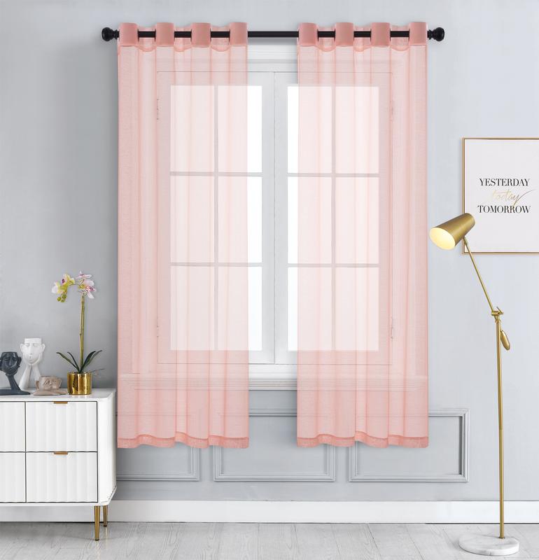 WPM Blush Rose Pink Sheer Window Curtain Panels for ...