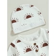 thumbnail image 5 of Bagilaanoe Newborn Baby Girl Boy Footless Jumpsuits Sun Print Long Sleeve Bodysuits + Hat 3M 6M 12M 18M Infant Fall One Piece Romper, 5 of 8