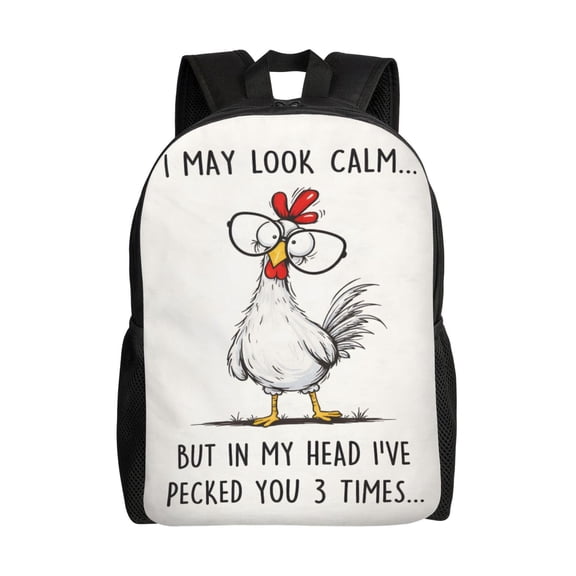 Funny Chicken Backpack Large Capacity Laptop Bag for Men and Women