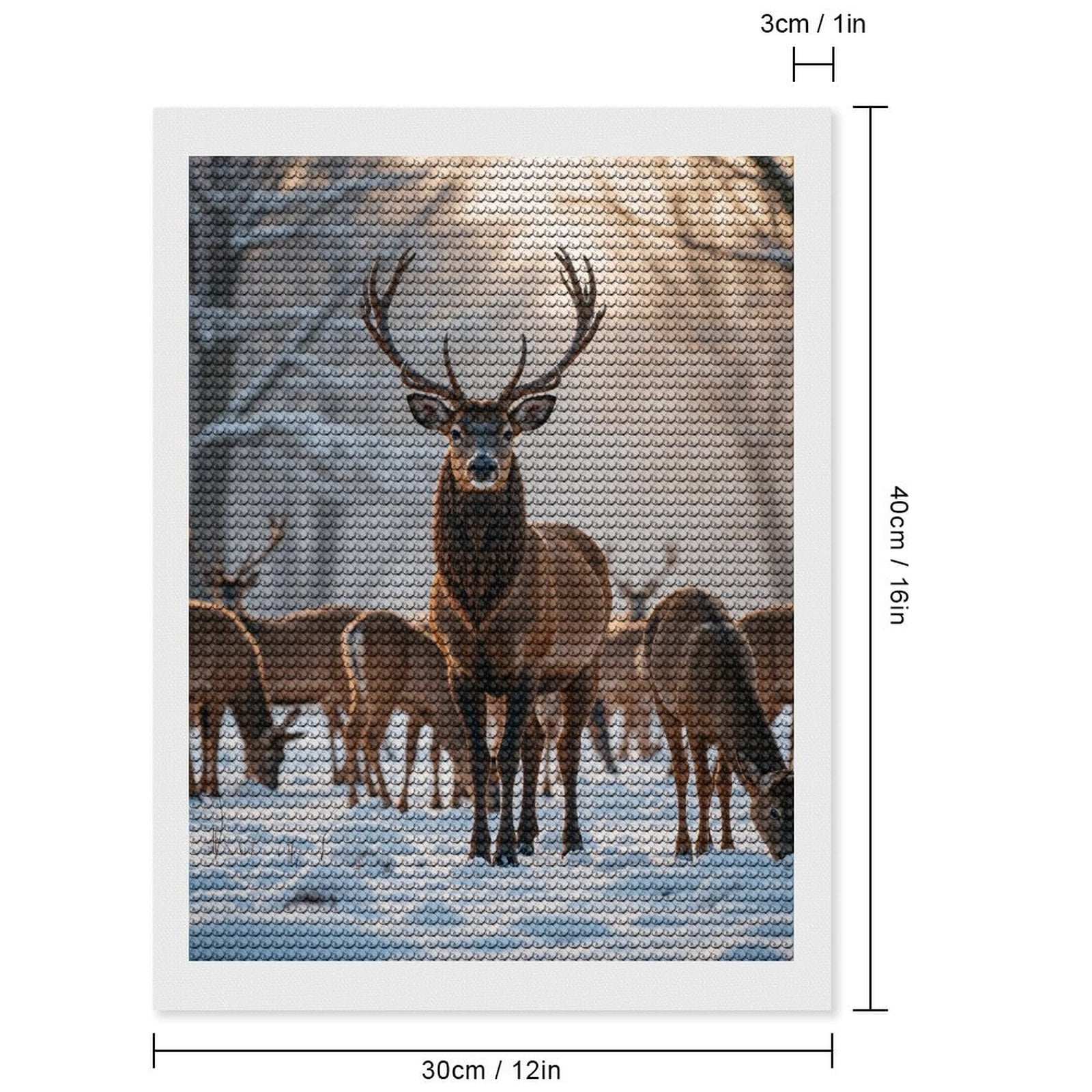 Diamond Art Kits for Adults, Deer Herd Winter Snowy Forest 5D Diamond Painting Kits for Adults Beginners, DIY Full Drill Diamond Painting, Gem Art and Crafts 12x16