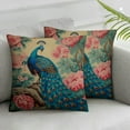 thumbnail image 2 of Nawypu  Aqua and Green Red Peacock Bird Floral Chinoiserie Throw Pillow Cover Asian Inspired Pillow Case 2PCS Cushion Cover Vintage Pillow Covers Home Decor for Couch Sofa Bed Car, 2 of 6