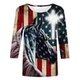 thumbnail image 4 of IROINNID 4th of July T-Shirt For Women Fashion Loose Shirt Casual Top Round Neck Women Tops USA 4th Of July, 4 of 5